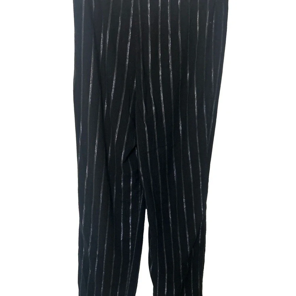 Victoria Secret  Sz S  Black Silver Striped Button Up Pajama Set Cotton Blend